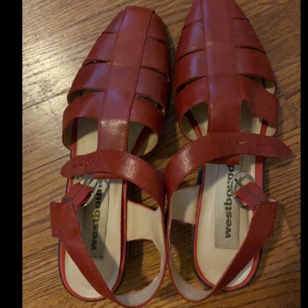 Vintage Red Leather Sandals